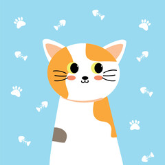 Cute illustration of cartoon cat with cute handwriting. cute animal wallpapers, backgrounds and cards