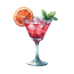 watercolor cocktail with soft drinks