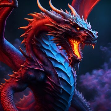 red and blue dragon