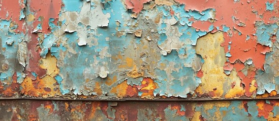 Vintage effect on a multi-hued metal backdrop with peeling paint.
