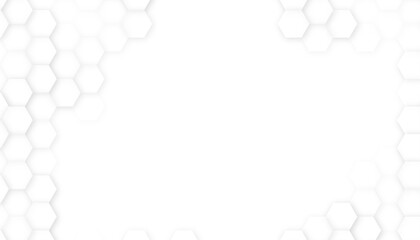 White geometric honeycomb hexagon background. 3d illustration. White background texture