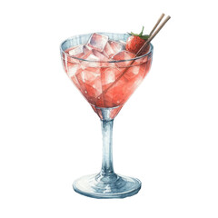 watercolor cocktail with soft drinks