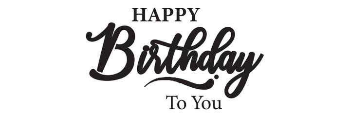 Fototapeta na wymiar Happy Birthday lettering white text handwriting calligraphy isolated on black background. Greeting Card Vector Illustration.