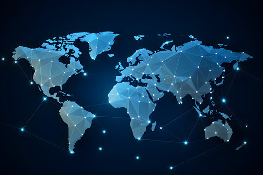Global network connection illustration World map point generated with AI