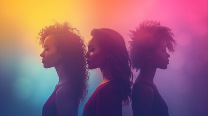 International Women's Day background with copy space, Women's day holiday, three woman background