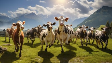 animals dancing cows - obrazy, fototapety, plakaty