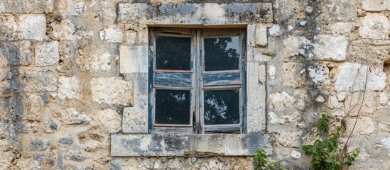 The Timeless Charm of an Old Stone Building: A Glimpse Through the Weathered Window Surfaces in this Extraordinary Construction