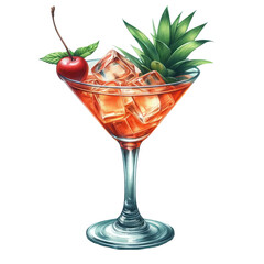watercolor cocktail with soft drinks