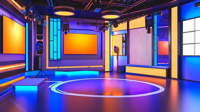 TV studio set.Tv or Cable new network live studio 