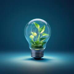 illustration of bulbs and plants with the concept of environmentally friendly and renewable energy