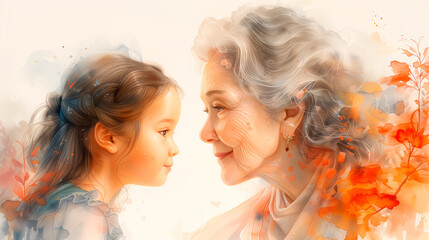 Grandmother and mother with her little son. Concept of mother's day, mother's love