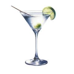 watercolor cocktail with soft drinks