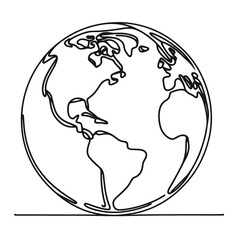 Earth globe in a line drawing style