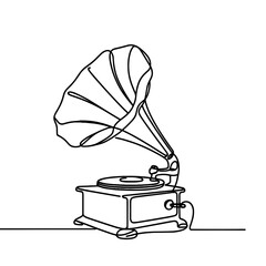 Gramophone in a line drawing style
