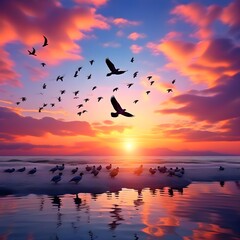Obraz premium sunset on the lake Ai Generated