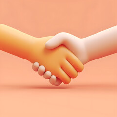 3d rendering handshake icon toon style