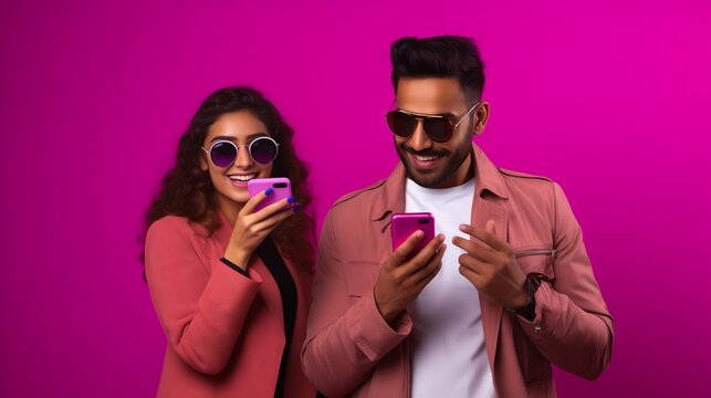 Crypto Chic: Modern Indian Couple in Digital Style generative ai