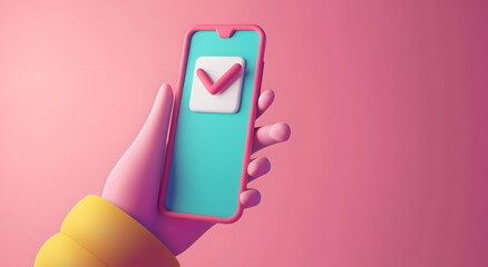 3d rendering hands holding phone icon toon style - obrazy, fototapety, plakaty