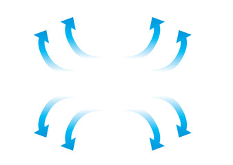 上と下に広がりのある矢印