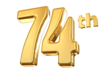 74th Anniversary Gold Number 3D