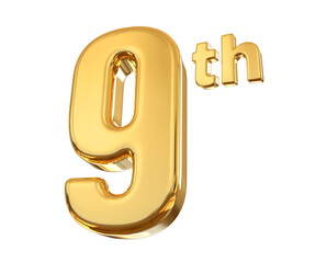 9th Anniversary Gold Number 3D