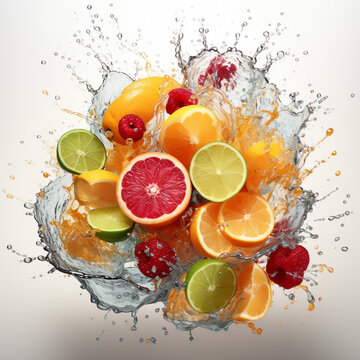 Different Juices Splashes isolated on white background © Nimble Web Solutions
