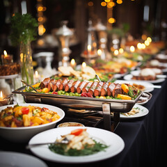  Catering food. Cuisine Culinary Buffet Dinner Catering Dining Food Celebration Party Concept 