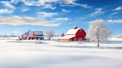 barn farm snow