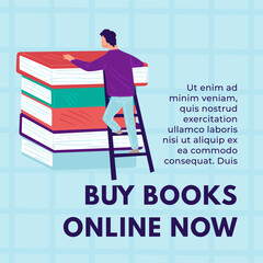 Bookstore or library, buy books now, promo banner
