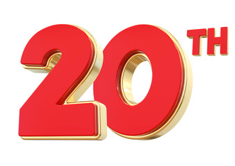 20th Anniversary red number 