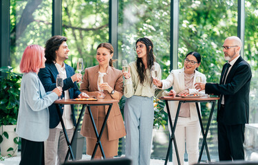 Businessmen and businesswomen making a corporate party