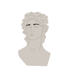 Antique ancient greek god head. Busts in modern retro style set isolated on white background. Vector flat illustration