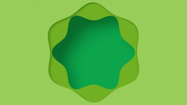 Animated illustration of green paper art flower. Graphic design for spring season background. Empty for your text