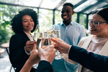 Businessmen and businesswomen making a corporate party