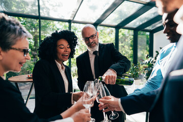 Businessmen and businesswomen making a corporate party