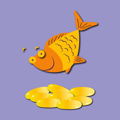 A flat vector illustration of omega 3 vitamins with fish