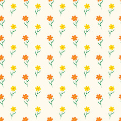 Yellow and orange flowers pattern,spring pattern,vector illustration