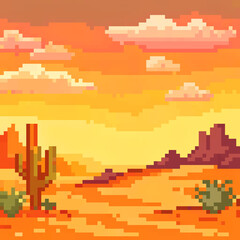 8bit pixel desert landscape
