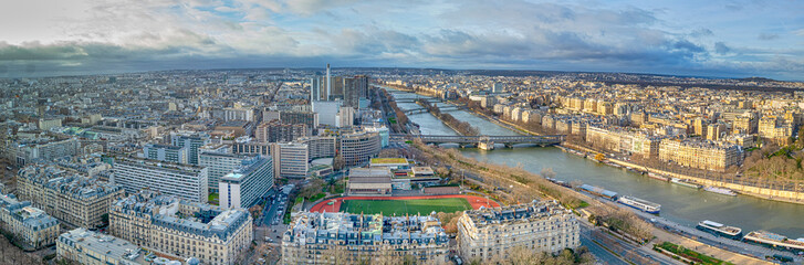 Obraz premium Magnificent Picturesque Paris City in France as Panoramic View From Eiffel Tower and Avenue Des Champs Elysees.