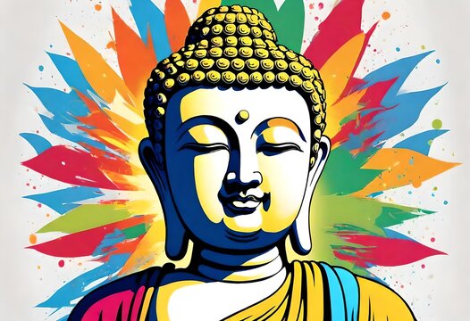 colorful vector style illustration of a peaceful buddah