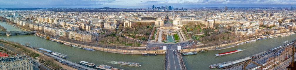 Paris City in France as Panoramic View From Eiffel Tower and Avenue Des Champs Elysees.