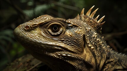 Native New Zealand Tuatara reptile Portrait