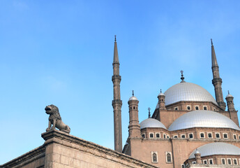 Fototapeta na wymiar Great Mosque of Muhammad Ali Pasha in ancient Cairo Citadel, Egypt, North Africa. Famous landmark of Cairo - ottoman era Alabaster Mosque in Citadel