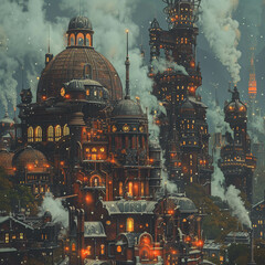 In the heart of a steampunk city a spirit whispers through the machinery