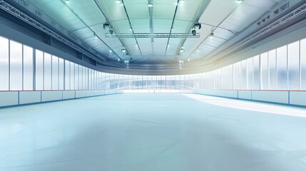 empty indoor ice skating rink arena for winter sport like ice hockey. - obrazy, fototapety, plakaty