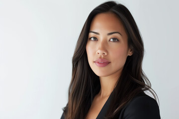 Fototapeta premium Asian businesswoman portrait with a white copy space background