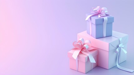 Obraz premium Gift boxes in pastel colors. Valentine's Day, banner, flyer, cover