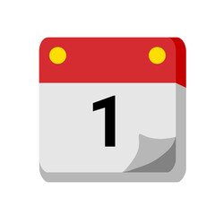 1 day of the month calendar isolated on white transparent background for event, birthday, date, month, day, appointment, agenda, business and deadline. empty month for text