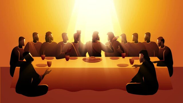 Biblical motion graphic series, Jesus shared with his Apostles in Jerusalem before his crucifixion, The Last Supper
