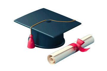 graduation cap and diploma